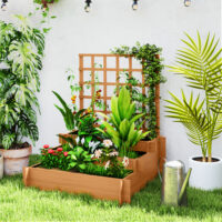 Hochbeet mit Rankhilfe dreistufig für Garten und Balkon Holz