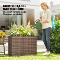 Hochbeet mit Einsatz und verstellbaren Füssen für Balkon Rattan