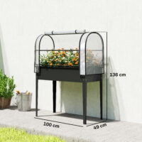 Hochbeet mit Gewächshaus Abdeckung rollbar für Garten
