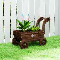 Hochbeet Schubkarre Pflanzbeet mobil mit Rollen aus Holz für Garten und Balkon