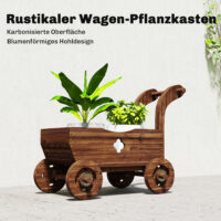 Hochbeet Schubkarre Pflanzbeet mobil mit Rollen aus Holz für Garten und Balkon