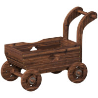 Hochbeet Schubkarre Pflanzbeet mobil mit Rollen aus Holz für Garten und Balkon