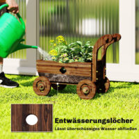 Hochbeet Schubkarre Pflanzbeet mobil mit Rollen aus Holz für Garten und Balkon