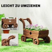 Hochbeet Schubkarre Pflanzbeet mobil mit Rollen aus Holz für Garten und Balkon
