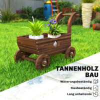 Hochbeet Schubkarre Pflanzbeet mobil mit Rollen aus Holz für Garten und Balkon