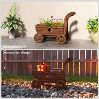 Hochbeet Schubkarre Pflanzbeet mobil mit Rollen aus Holz für Garten und Balkon