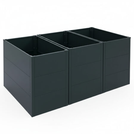 3er Set Metall Hochbeete grün als Pflanzkübel für Garten