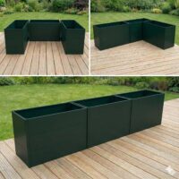 3er Set Metall Hochbeete grün als Pflanzkübel für Garten