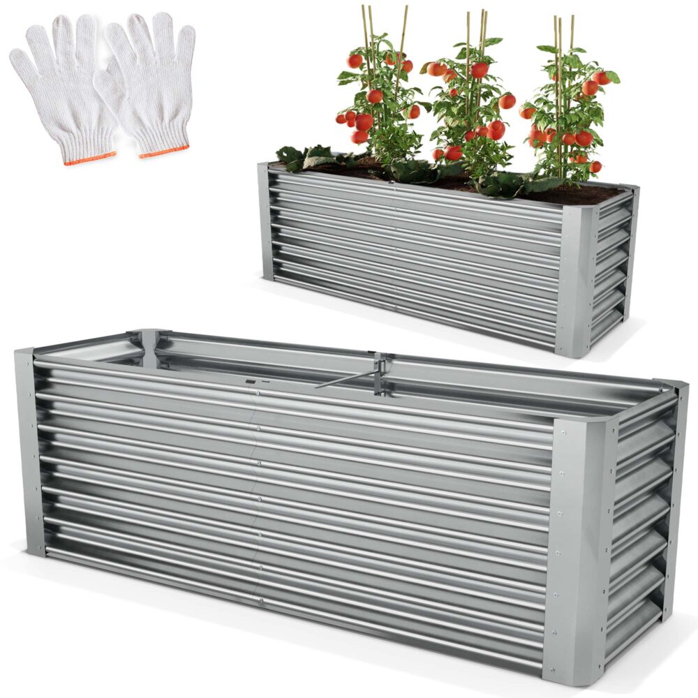 Extra großes Hochbeet aus Stahl für optimale Pflanzmöglichkeiten.