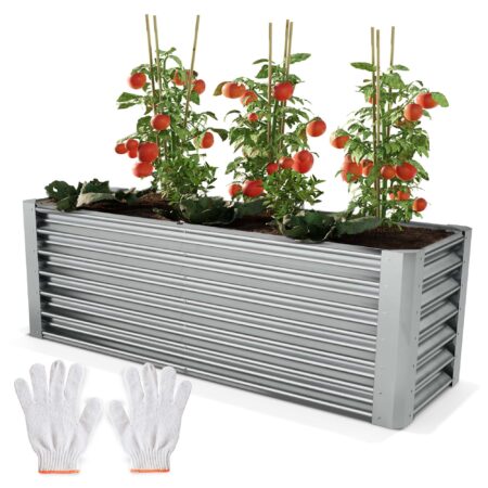 Extra großes Hochbeet aus Stahl für optimale Pflanzmöglichkeiten.