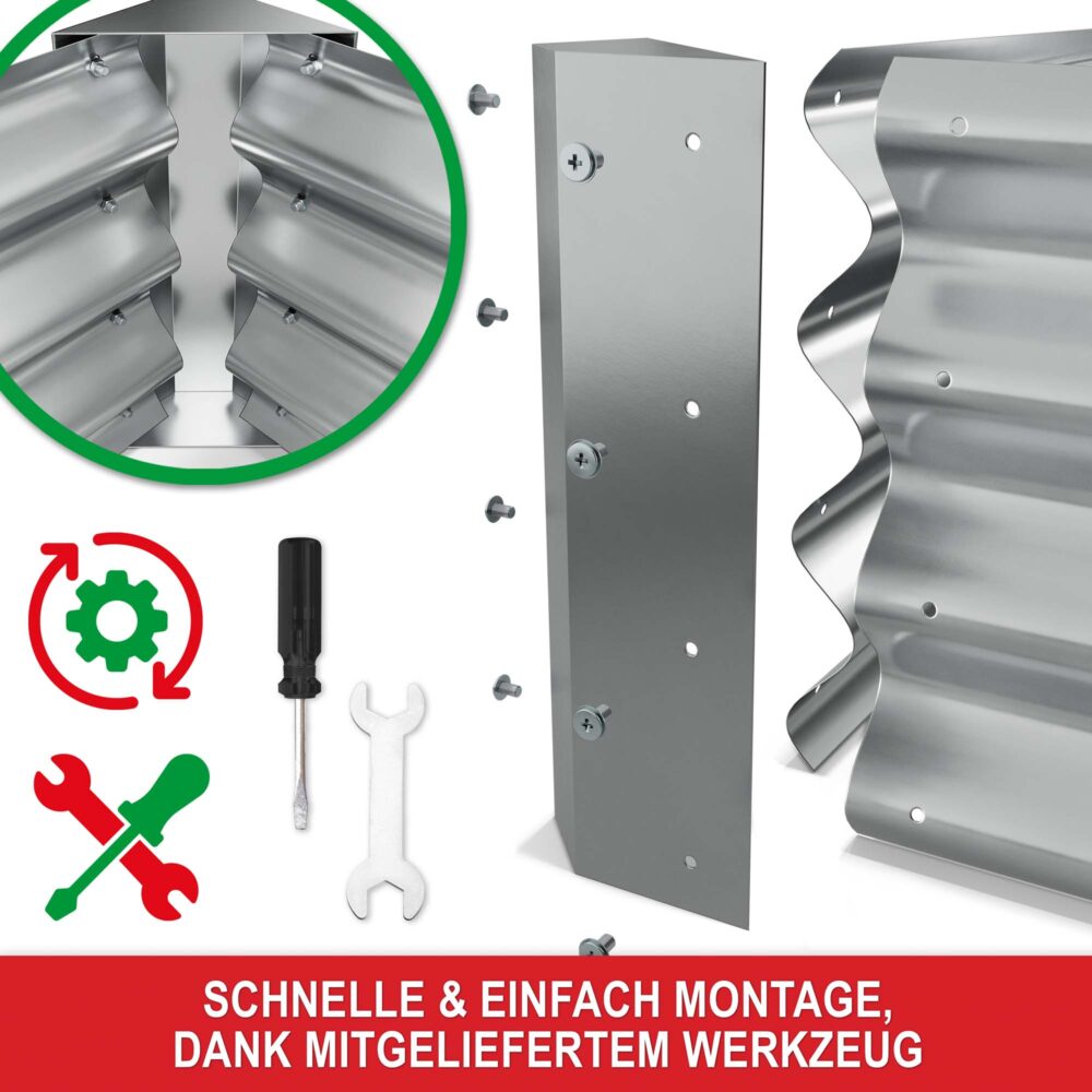 Extra großes Hochbeet aus Stahl für optimale Pflanzmöglichkeiten.
