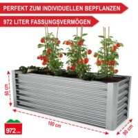 Extra großes Hochbeet aus Stahl für optimale Pflanzmöglichkeiten.