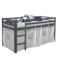 Hochbett Kinderbett 90x200cm aus Holz Grau-Weiss