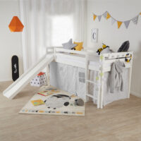 Hochbett Kinderbett 90x200cm aus Holz Weiss