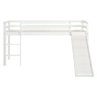 Hochbett Kinderbett 90x200cm aus Holz Weiss