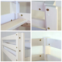 Hochbett Kinderbett 90x200cm aus Holz Weiss-Blau