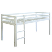Hochbett Kinderbett 90x200cm aus Holz Weiss-Blau