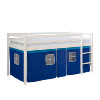 Hochbett Kinderbett 90x200cm aus Holz Weiss-Blau