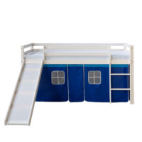 Hochbett Kinderbett 90x200cm aus Holz Weiss-Blau