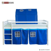 Hochbett Kinderbett 90x200cm aus Holz Weiss-Blau