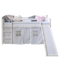 Hochbett Kinderbett 90x200cm aus Holz Weiss-Grau