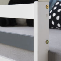 Hochbett Kinderbett 90x200cm aus Holz Weiss-Grau