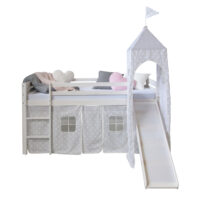 Hochbett Kinderbett 90x200cm aus Holz Weiss-Grau