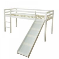 Hochbett Kinderbett 90x200cm aus Holz Weiss-Lila