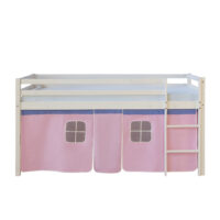 Hochbett Kinderbett 90x200cm aus Holz Weiss-Rosa