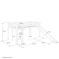 Hochbett Kinderbett 90x200cm aus Holz Weiss-Schwarz