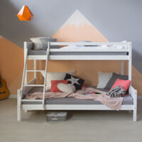 Hochbett Kinderbett Doppelbett 90x200cm aus Holz Weiss