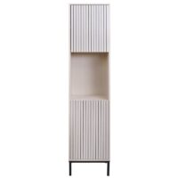 Hochschrank Badschrank Wäschekorb 174x39x30cm Holzoptik beige
