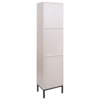 Hochschrank Badschrank Wäschekorb 174x39x30cm Holzoptik beige