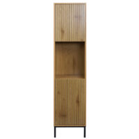 Hochschrank Badschrank Wäschekorb 174x39x30cm Holzoptik natur