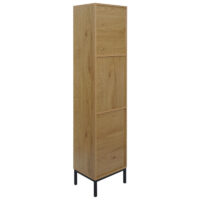 Hochschrank Badschrank Wäschekorb 174x39x30cm Holzoptik natur