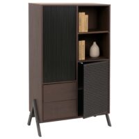 Hochschrank Highboard Türen Staufächer Schubladen 138x79x40cm Walnuss-Optik