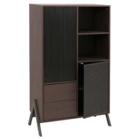 Hochschrank Highboard Türen Staufächer Schubladen 138x79x40cm Walnuss-Optik