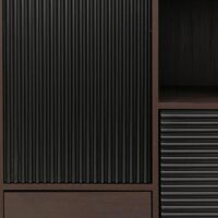Hochschrank Highboard Türen Staufächer Schubladen 138x79x40cm Walnuss-Optik