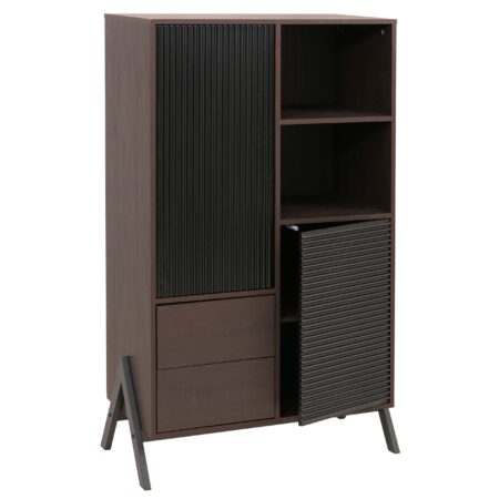 Hochschrank Highboard Türen Staufächer Schubladen 138x79x40cm Walnuss-Optik