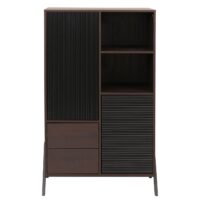 Hochschrank Highboard Türen Staufächer Schubladen 138x79x40cm Walnuss-Optik