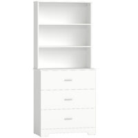 Hochschrank mit Schubladen und Regalen für Wohnzimmer Küche weiss