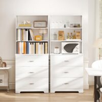 Hochschrank mit Schubladen und Regalen für Wohnzimmer Küche weiss