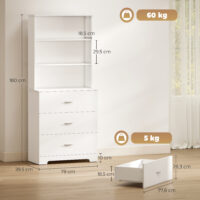 Hochschrank mit Schubladen und Regalen für Wohnzimmer Küche weiss