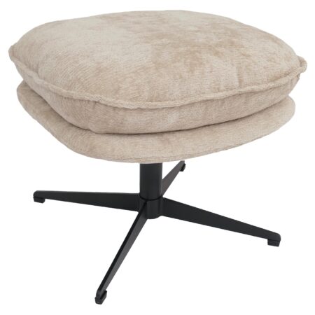 Hocker mit Polster Fusshocker Ottomane Chenille creme