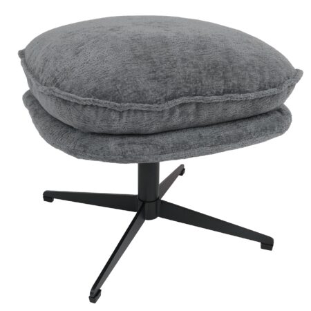 Hocker mit Polster Fusshocker Ottomane Chenille grau