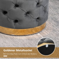 Ein kohlegrauer Vintage Hocker mit Stauraum, Maße 55x55x42cm.