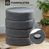 Hocker rund mit Teddyfleece bis 120kg 40x45cm dunkelgrau