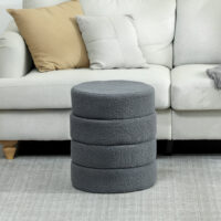 Hocker rund mit Teddyfleece bis 120kg 40x45cm dunkelgrau