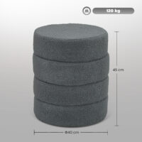 Hocker rund mit Teddyfleece bis 120kg 40x45cm dunkelgrau