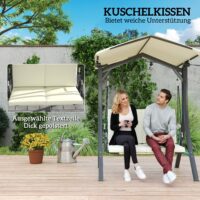 Hollywoodschaukel 2-Sitzer mit Sonnendach bis 220kg cremeweiss